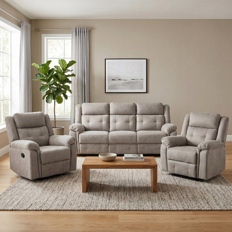 Bonachea 96cm Wide Standard Recliner, Light Grey