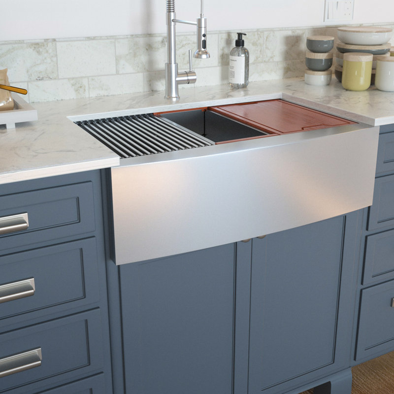 Single Bowl Stainless Steel Kitchen Sink, Silver