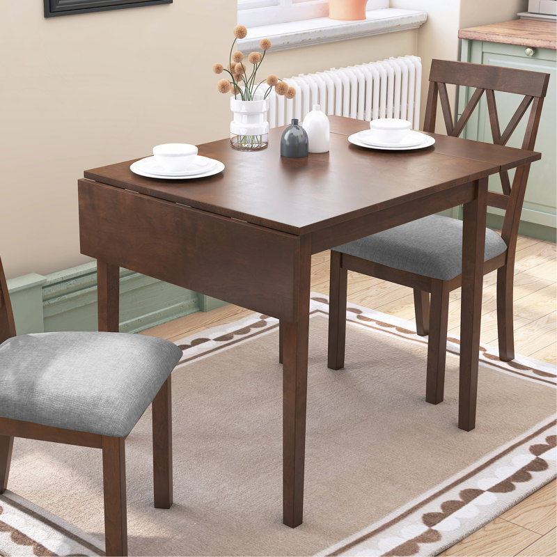 29"- 45" Extendable Dining Table for 4, Folding Kitchen Table with Rubberwood Legs, Brown