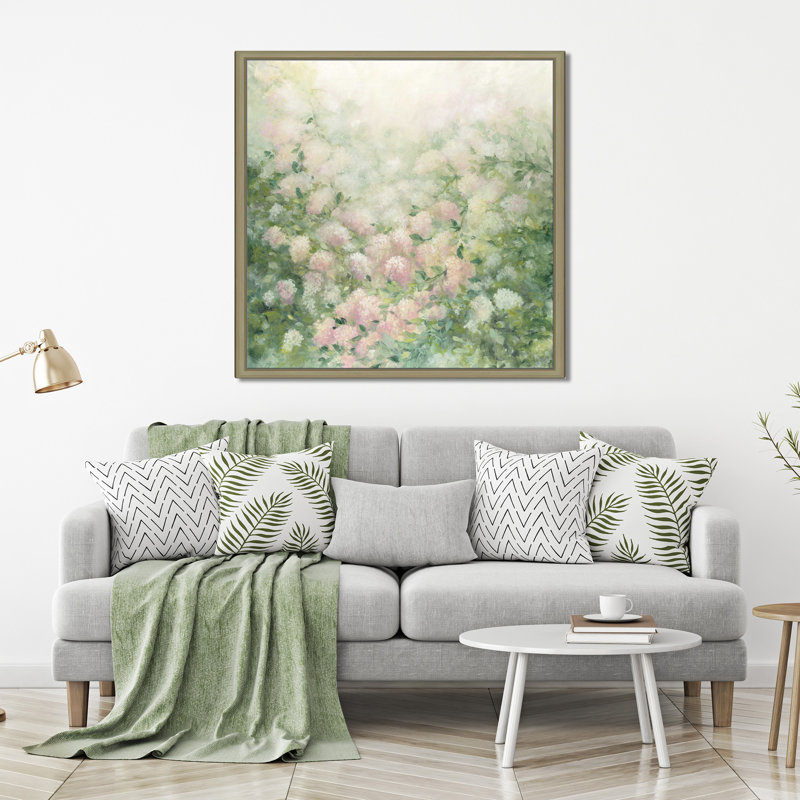«Dreamy», reproduction de peinture acrylique sur toile, H 39,5 po x l 39,5 po x P 2 po, Cadre flottant champagne