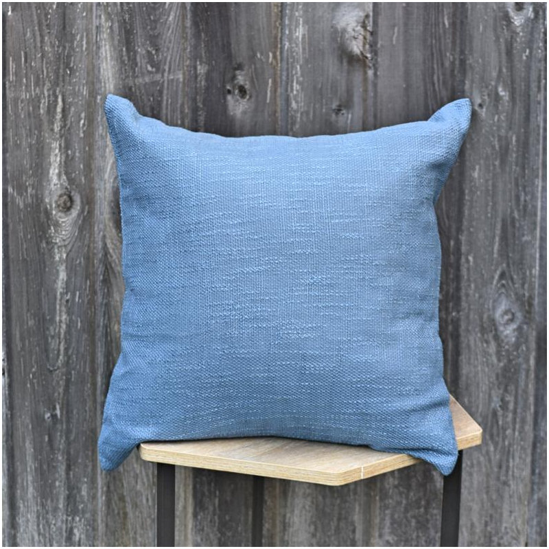 Housse de coussin carré en lin uni, Bleu foncé, 18 po x 18 po