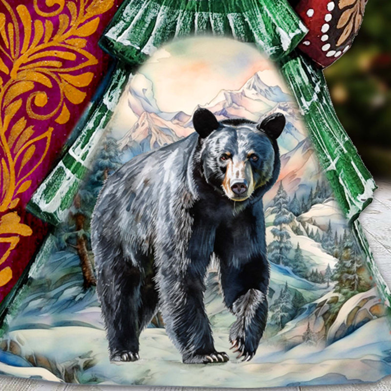 Mystical Grizzly Santa Wood Carved Figurine By G. Debrekht, Mystical Grizzly Santa