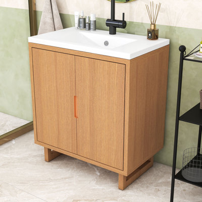 Meuble-lavabo de 30 po avec lavabo encastré et portes à fermeture douce