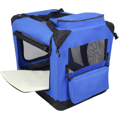 Cage pour chien pliante à 3 portes avec sac de transport et lit molletonné