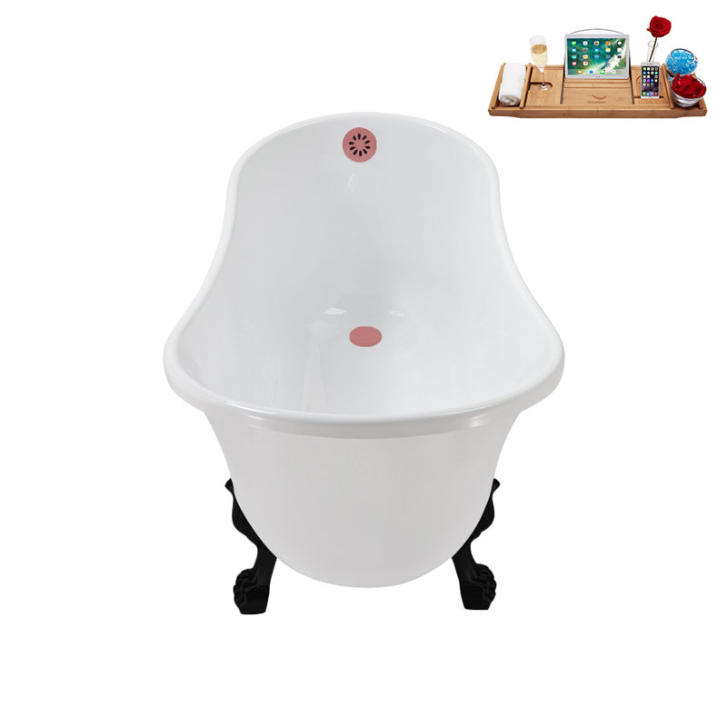 51.2'' x 25.6'' Soaking Acrylic Bathtub, Matte Black, Matte Pink