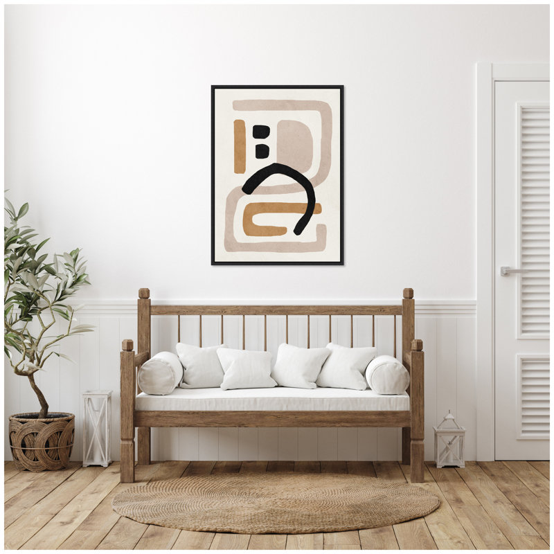 «Neutral Abstract 2 Minimal Modern Art» par juillet, reproduction d'art sur toile encadrée, Noir