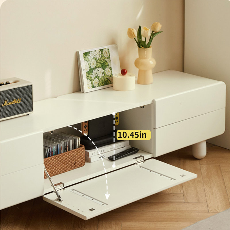 Meuble télé en bois massif de style français, 70.87"