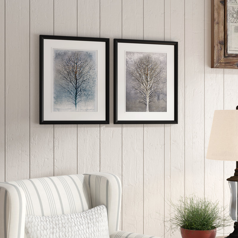 " Silver Tree " 2 - Pieces, Black Framed