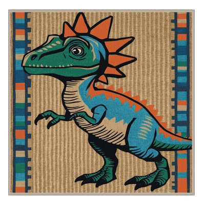 Machine Washable Dinosaurs Brown Area Rug