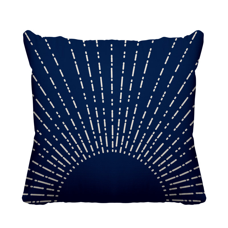 Coussin intérieur / extérieur Sunny Boho Starbusrt, L 17 po x H 17 po, Bleu marine