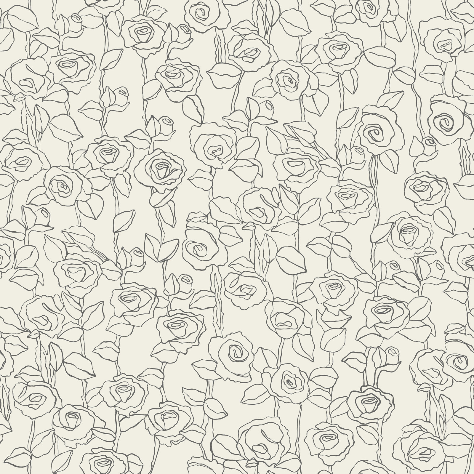 Everett Mid-Century Floral Wallpaper, Black/Cream