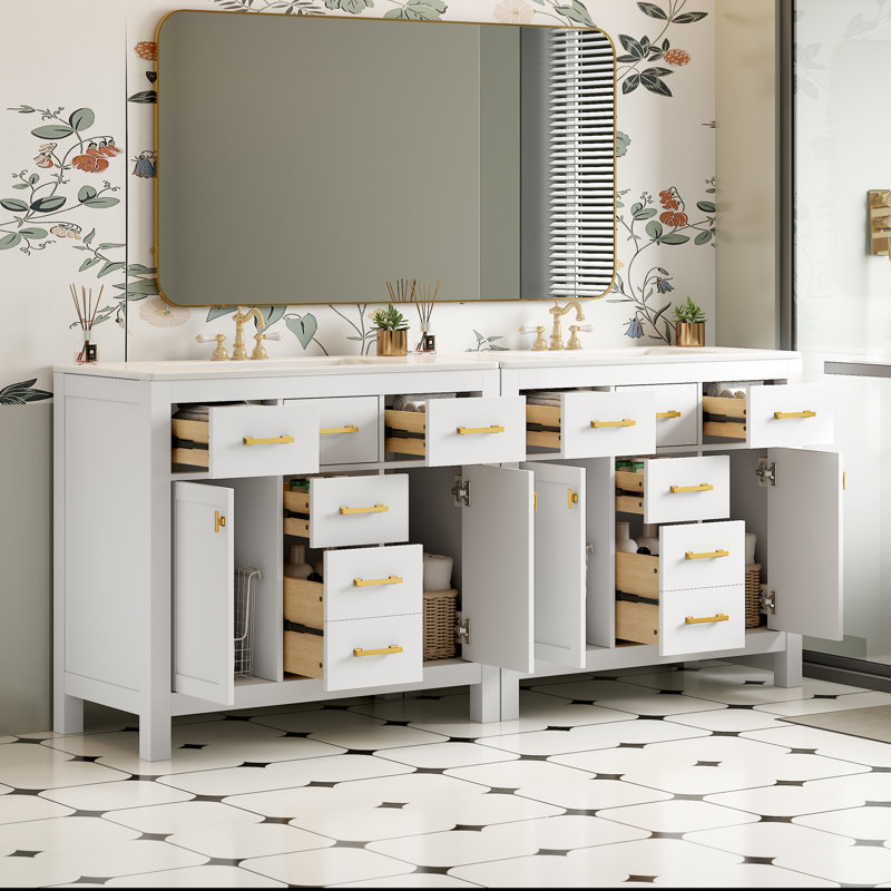 Ensemble de meuble-lavabo moderne en céramique et en bois massif parfait pour l'esthétique élégante de la salle de bain