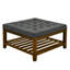 Lin avec base en bois de hêtre et tablette au design élégant gris foncé, grand repose-pieds carré pour le salon-1715603248
