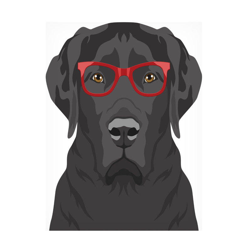 Art mural sur toile tendue - Labrador Retriever portant des lunettes Hipster 2 de Furbaby Affiliates pour décoration de salon, de chambre à coucher ou de bureau - 24 x 32