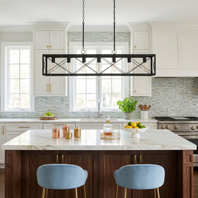 7 - Light Kitchen Island Steel Dimmable Chandelier