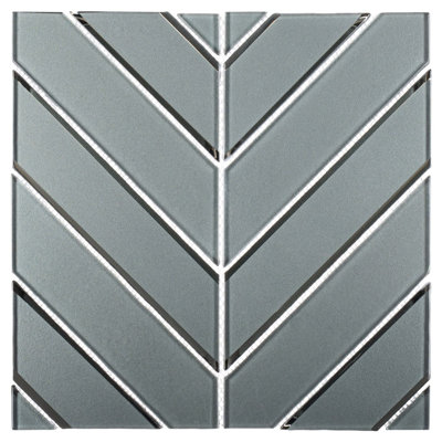 Hampton 12-in. x 12-in. Chevron Look Frosted Glass Wall Mosaic Tile
