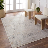Tapis floral gris / crème Relma (3 pi 11 po x 5 pi 11 po)