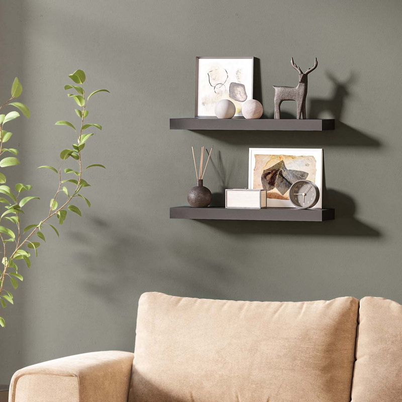 Sydney 24" W x 6" D Floating Shelves Set with Invisible Wall Mount Brackets, Black