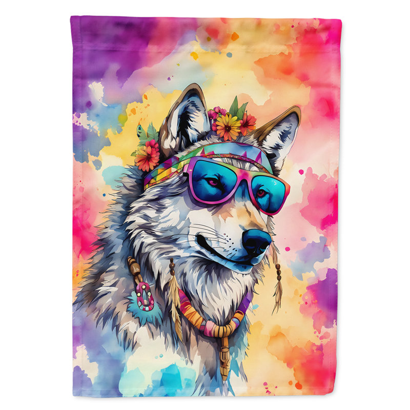 Drapeau de maison de loup hippie