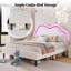 Lit plateforme tapissier Landover Quenn avec tête de lit à DEL en forme de nuage, crème-1661688021-1661688017