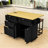 Kitchen Island Set with Drop Leaf, 2 Seating Stools, Storage Drawers and Cabinet-1329511773