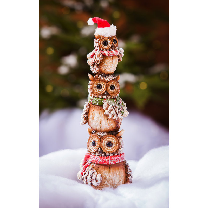 Figurine totem hibou d'hiver