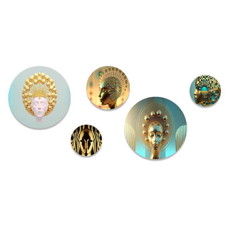 Ensemble de 5 décorations murales Golden Queen Of Consciousness I