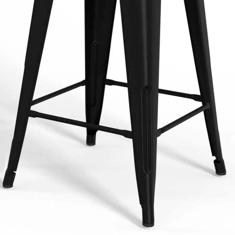 Rayne 24-Inch Black Metal and Wood Counter Height Stool Set