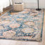 Tapis floral bleu / jaune safran / beige Akira