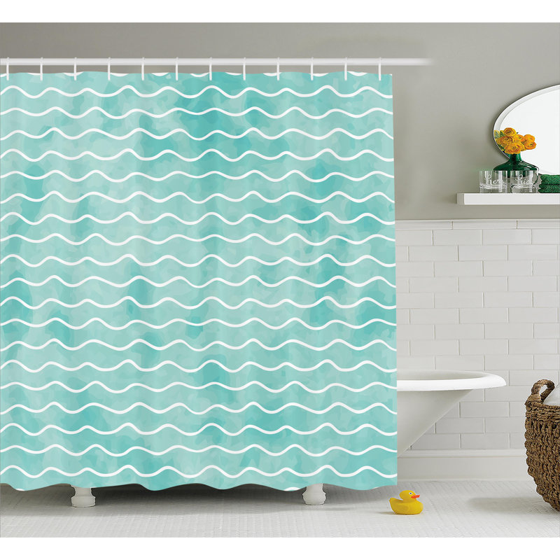 Rideau de douche à motif simple ocean sea wave Rossie, H 75 po x l 69 po