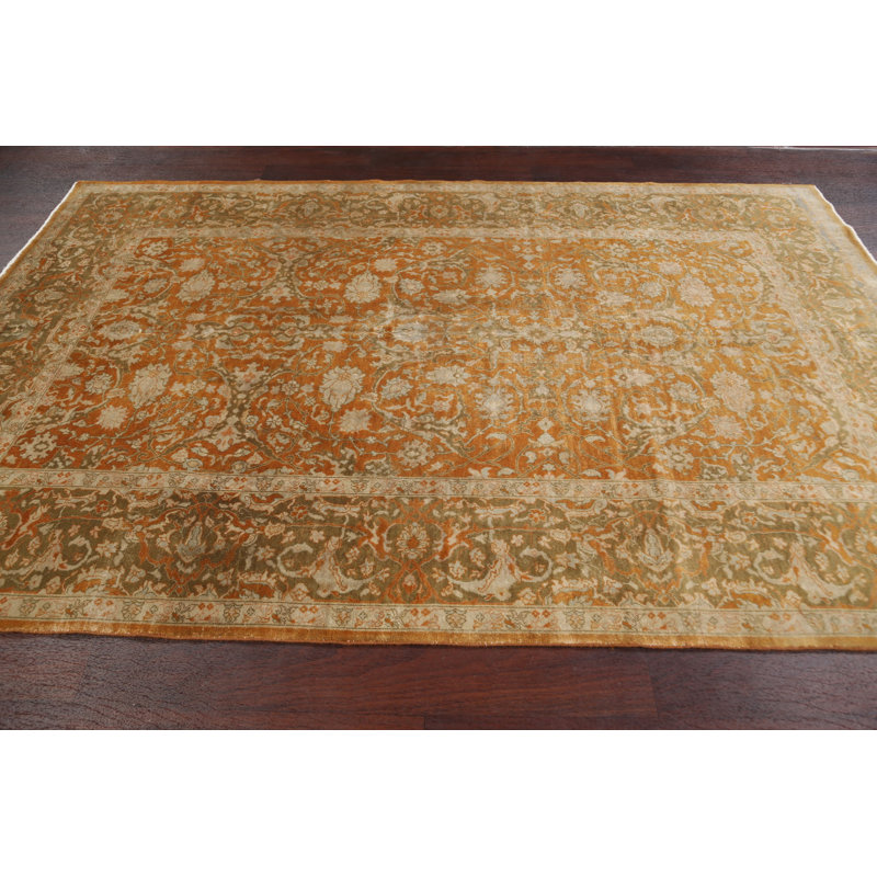 Tapis décoratif en laine noué à la main de conception unique 5 pi 9 po x 8 pi 11 po noué à la main New Age