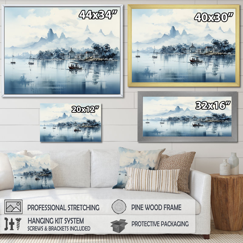Hong City And Islands II - Hong Kong Canvas Prints, H 34 po x l 44 po x P 1,5 po, Cadre photo blanc