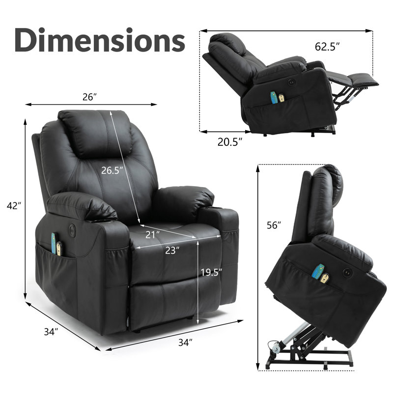 Fauteuil inclinable électrique Power Lift Chair, Noir