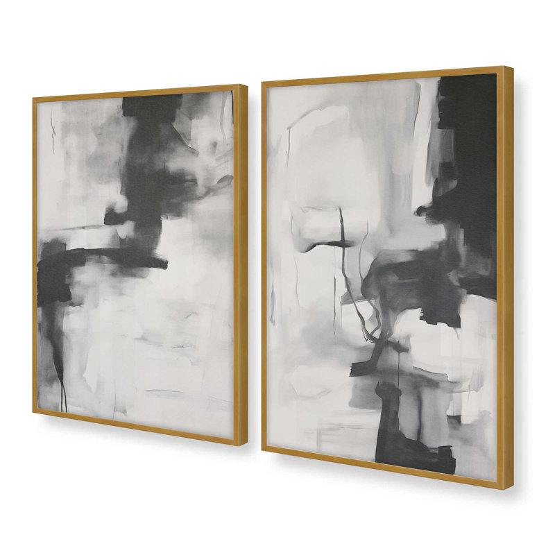 Ensemble de 2 impressions monochromes Whisper, Or poli, H 17,25 po x l 26,5 po