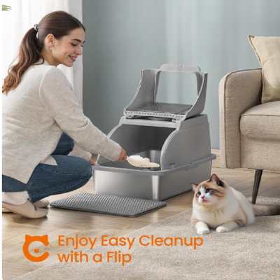 Stainless Steel Enclosed Litter Box