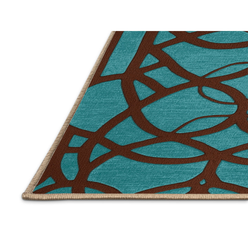 Tapis brun treillis lavable à la machine, Rectangle 7 pi x 9 pi
