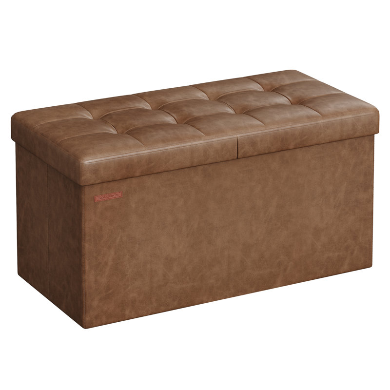 Folding Storage Ottoman, Coffee Brown, 15"H x 30"W x 15"D