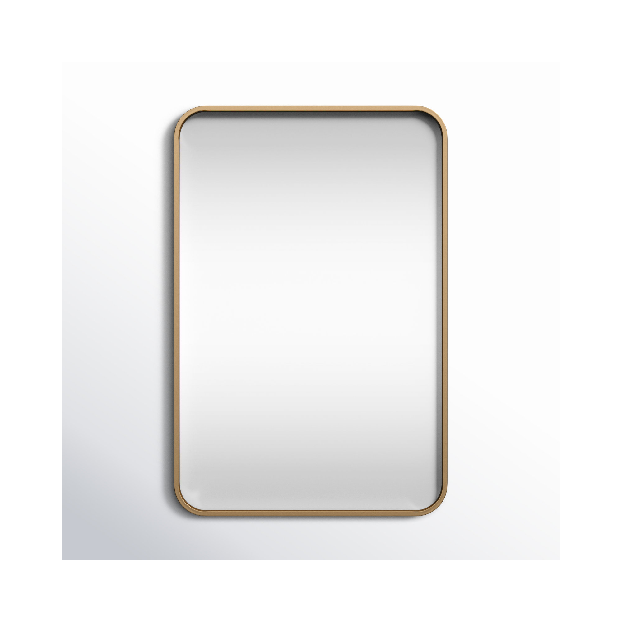 Sabine Metal Rounded Rectangle Wall Mirror, Brass, 30'' H x 20'' W
