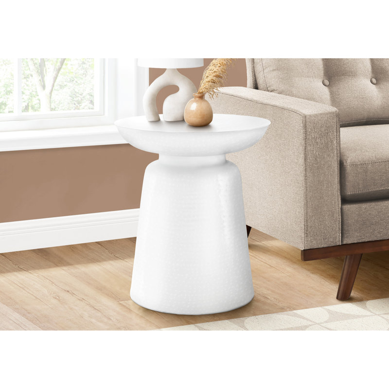 Table de chevet contemporaine contemporaine en métal blanc - tambour, table d'appoint, 20 po x 20 po x 22 po, pour table de salon moderne, 22 po de hauteur, espace