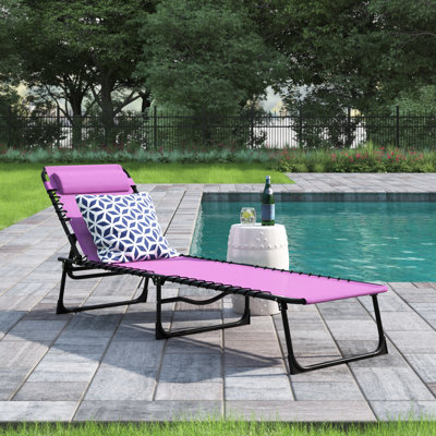 Sherlyn 4-Level Adjustable Folding Beach Bed Reclining Lounger Cot Lightweight Portable Camping Hiking Backyard Outdoor Recliner Seat by Sol 72 Outdoor