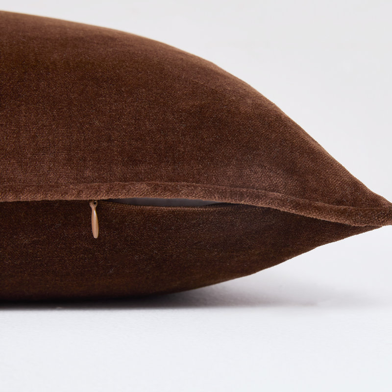 Terran Velvet Cotton Pillow Cover Brown, Brown
