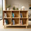 Étagère de rangement en bois massif à 6 cubes, bibliothèque ouverte autoportante avec pieds, rangement à cubes naturel