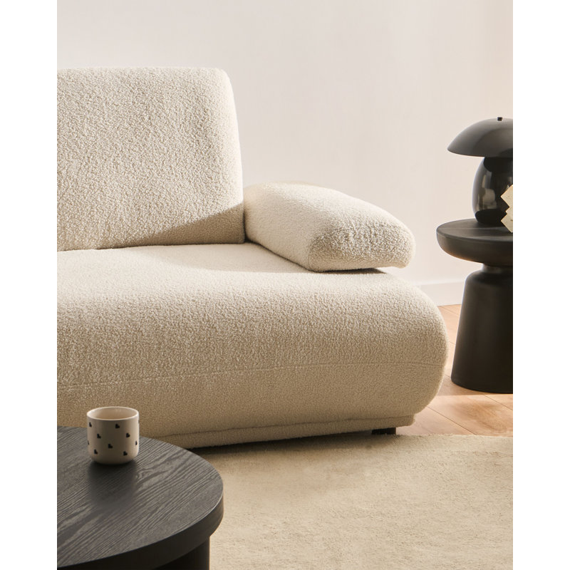 2 Seater Boucle Sofa, White, Boucle