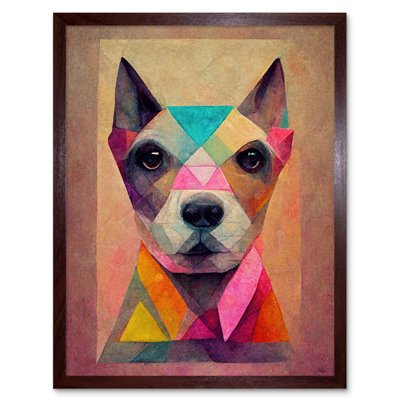 Geometric Colourful Multicoloured Pastel Dog - Single Picture Frame Print