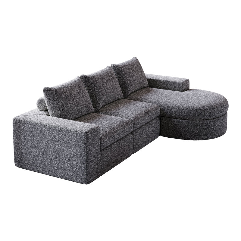 2 - Piece Chenille Sectional, Gray