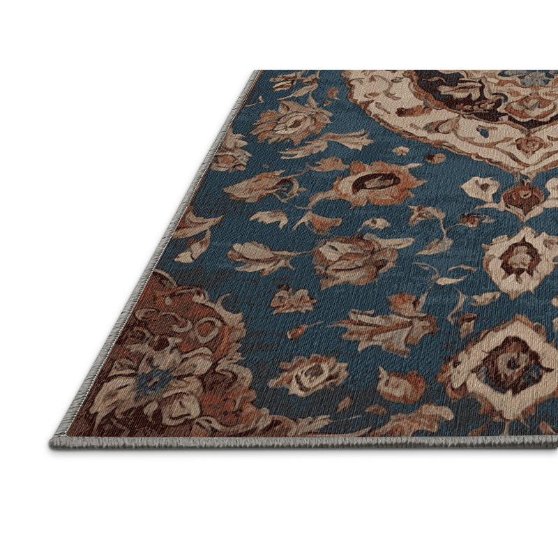 Machine Washable Gray Area Rug, Round 3'