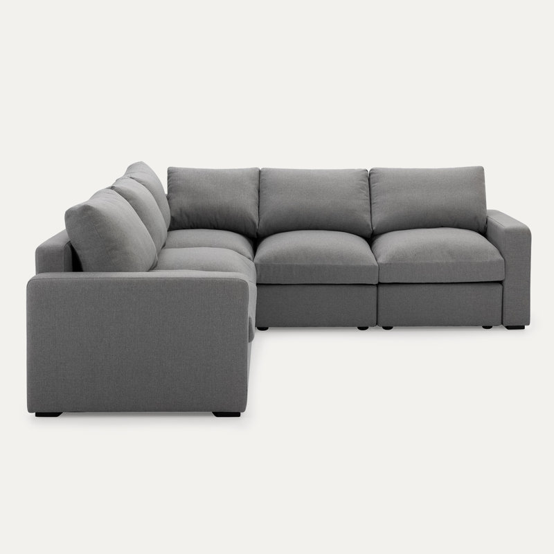 Anastassia Upholstered L-Shaped Sectional Symmetrical, Light Gray 100% Polyester
