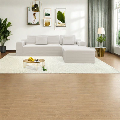 Canapé modulaire moelleux en velours côtelé, sans assemblage, polyvalent pour un espace de vie