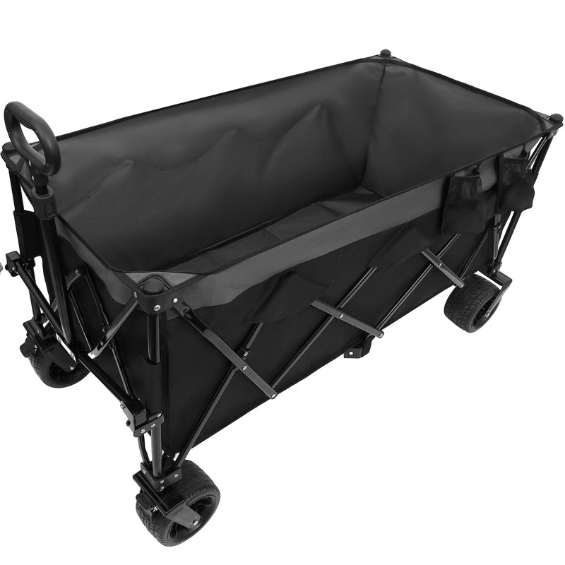 Chariot utilitaire pliable robuste robuste de 51 pouces - capacité de 480 lb, structure stable brevetée, pliage compact 1: 6 et roues tout-terrain de 7 po, aucun assemblage requis, noir-gris