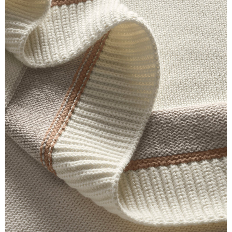 Court Knitted Throw Blanket, Cream